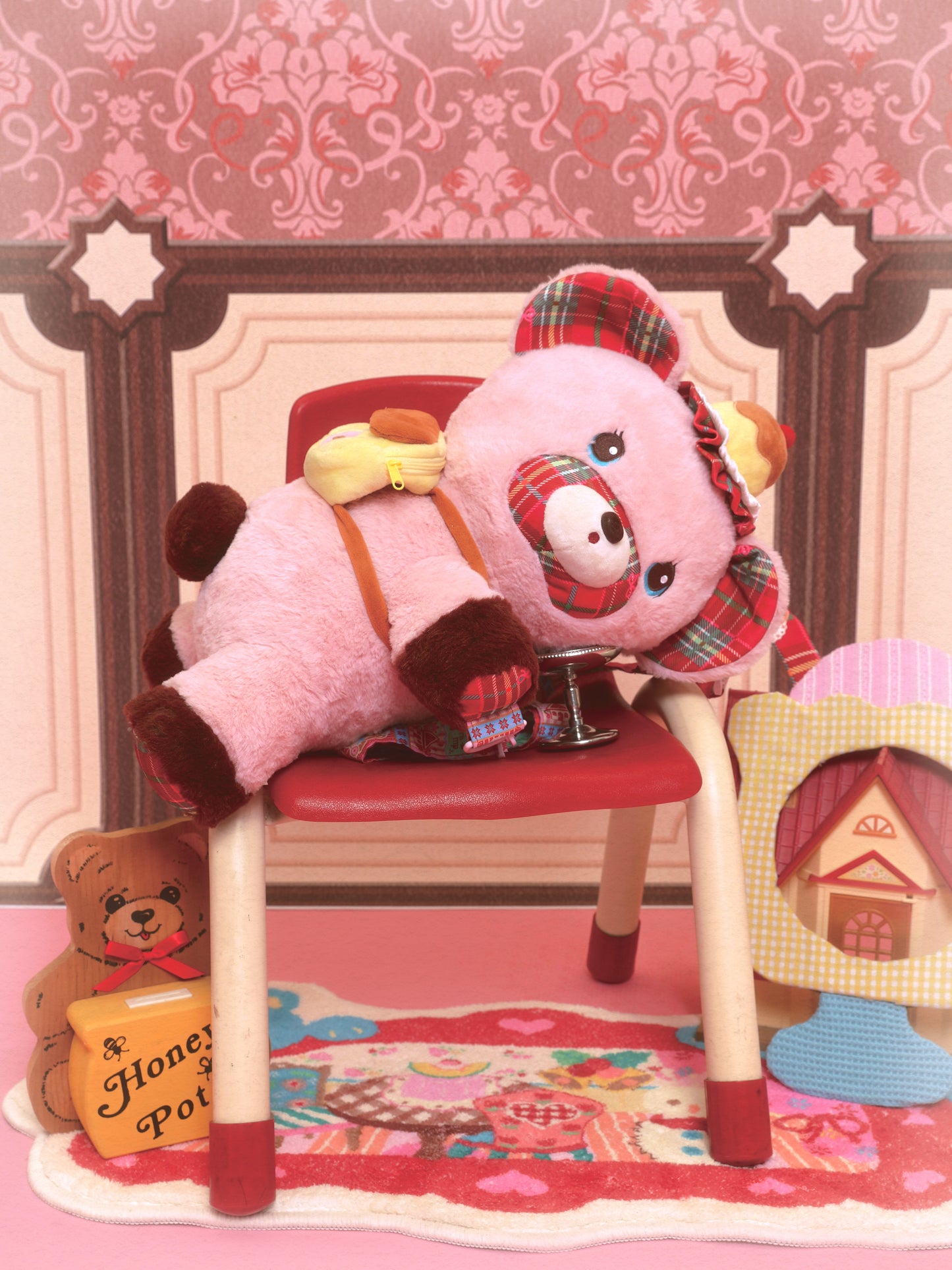 Original vintage bear Scotland plush doll cute backpack