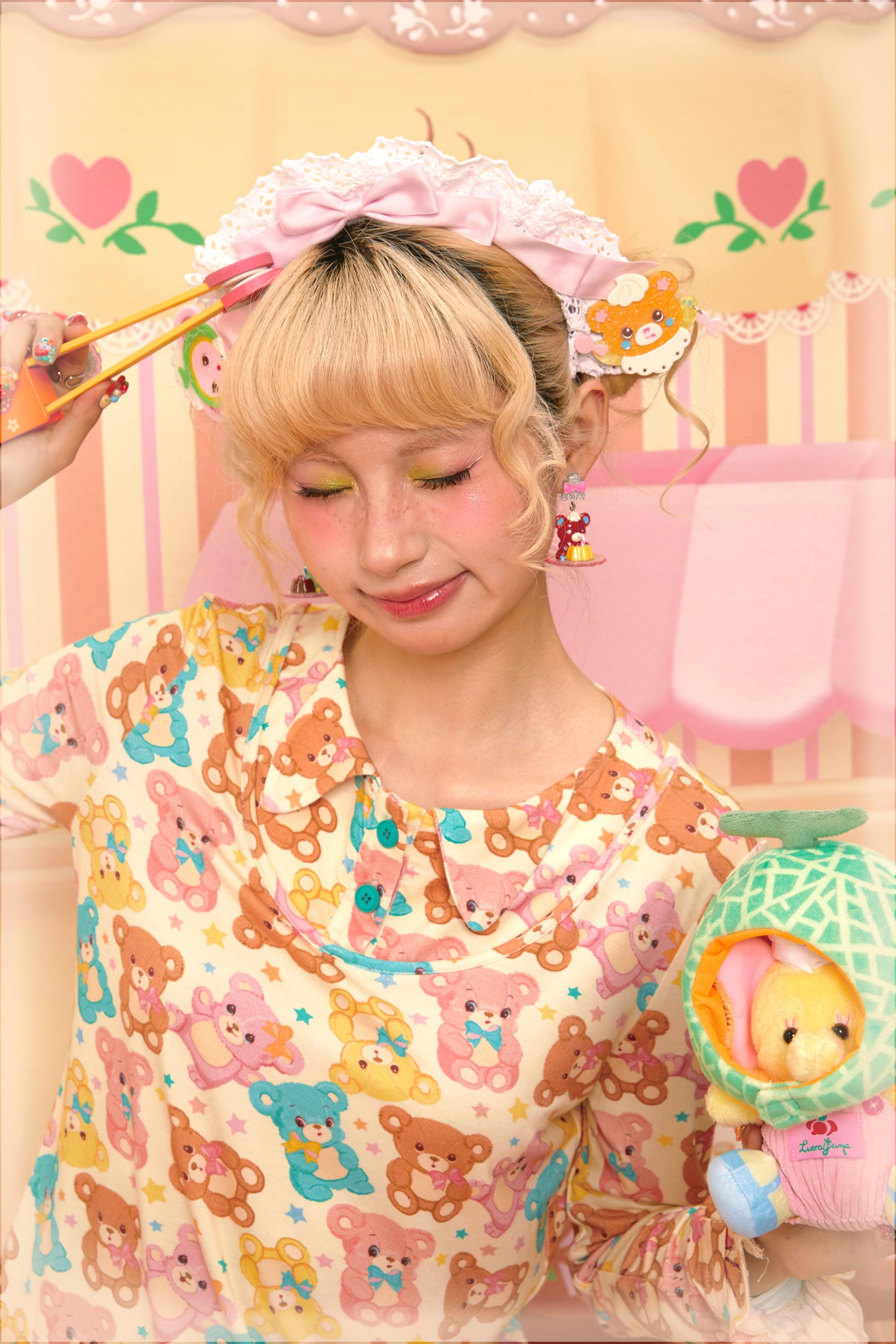 Bear print faux two-piece design, versatile long-sleeved elastic base layer