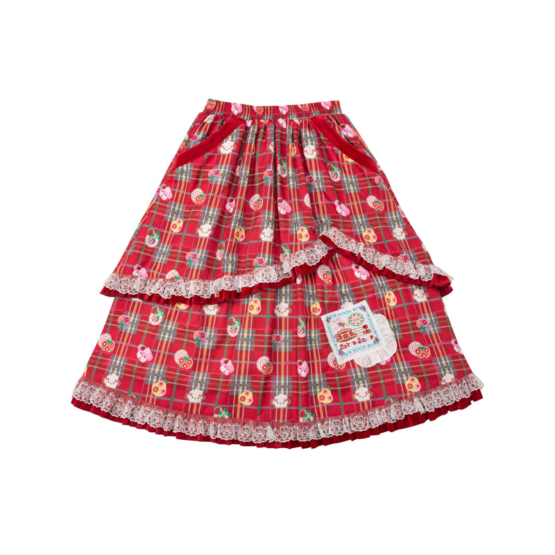 Red Scottish blazer & cake skirt long suit