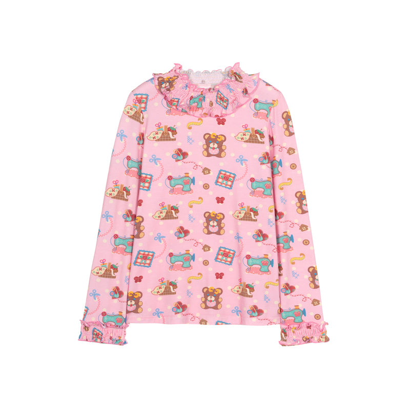 Original design, cable knit pattern, lace collar, versatile, stretchy pure cotton base layer/undershirt.