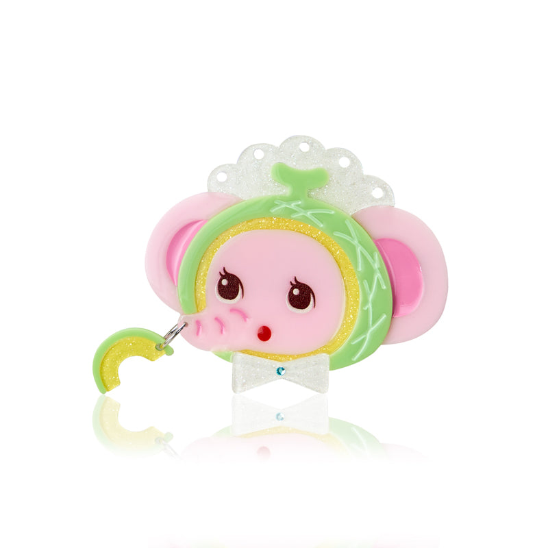 Original honeydew melon elephant & cream bear acrylic splicing hairpin side clip