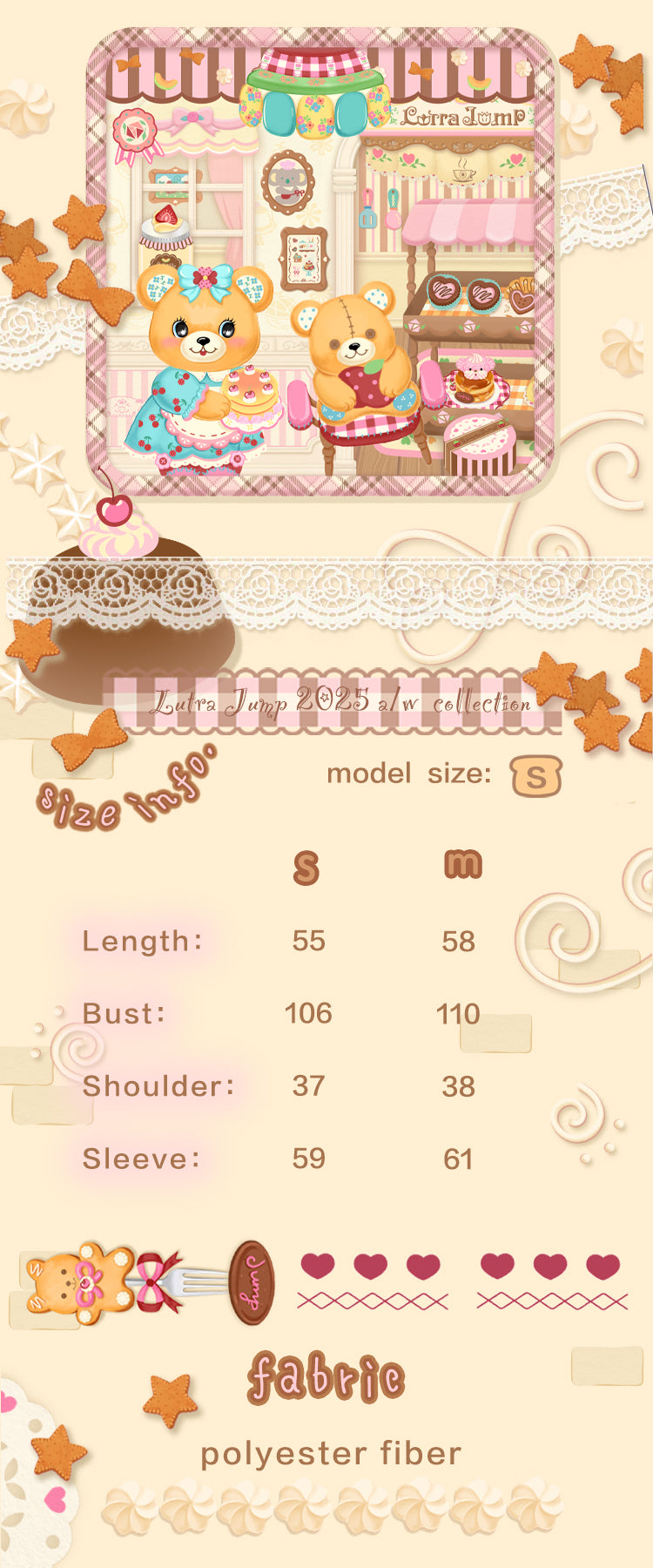 Original plaid cream print pink brown retro doll-like jacket for women