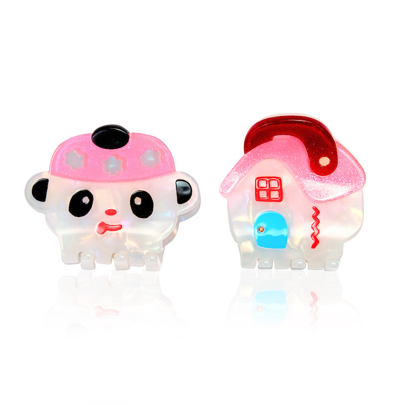 Cute acrylic acetate panda little house hairpin gripper