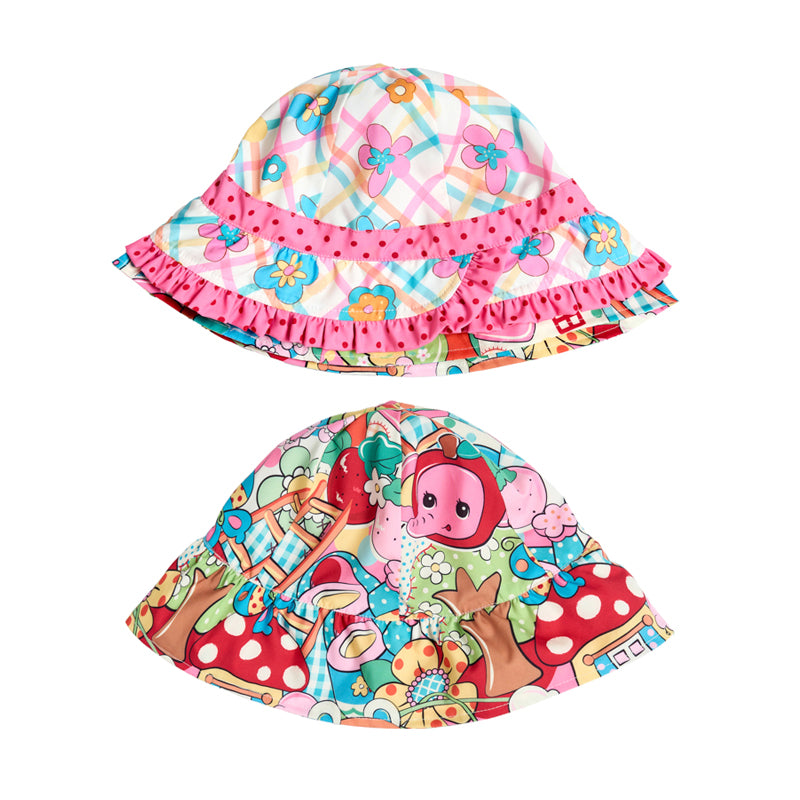 Cute cartoon fun print reversible sun protection fisherman hat（Hat girth 59cm）