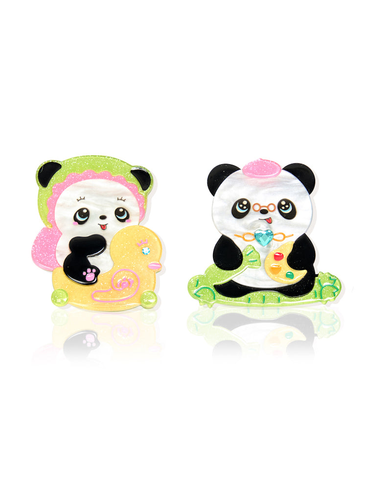 Acrylic acetate sheet cute panda hair accessories hairpin side clip