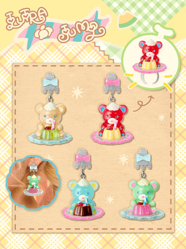 Original retro pudding bear resin colorful earrings ear clip（buying one is only one peice）