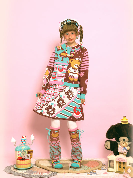 Bear Thin Lace Sweater Cute Retro Knitted Cardigan Jacket