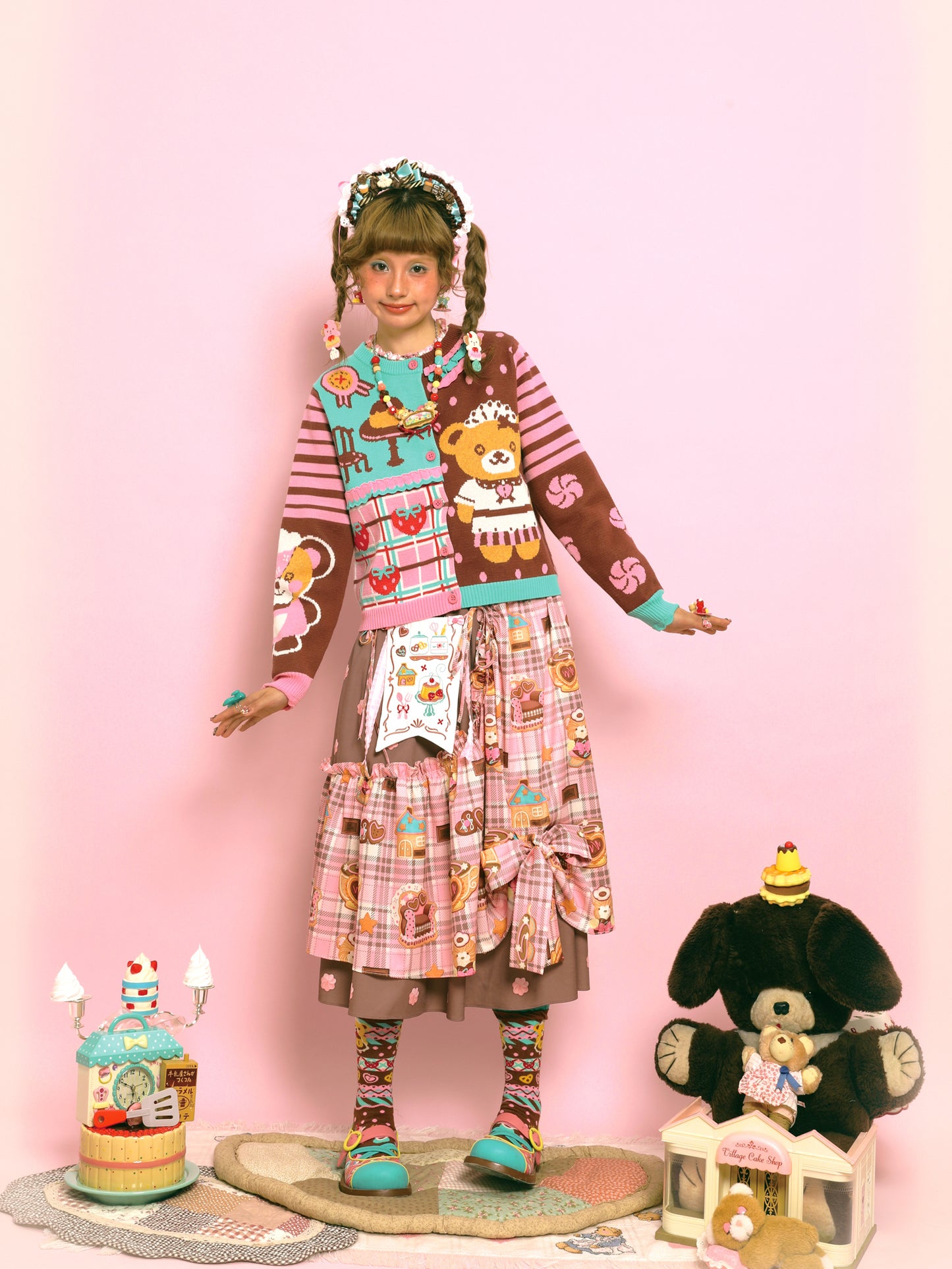 Bear Thin Lace Sweater Cute Retro Knitted Cardigan Jacket