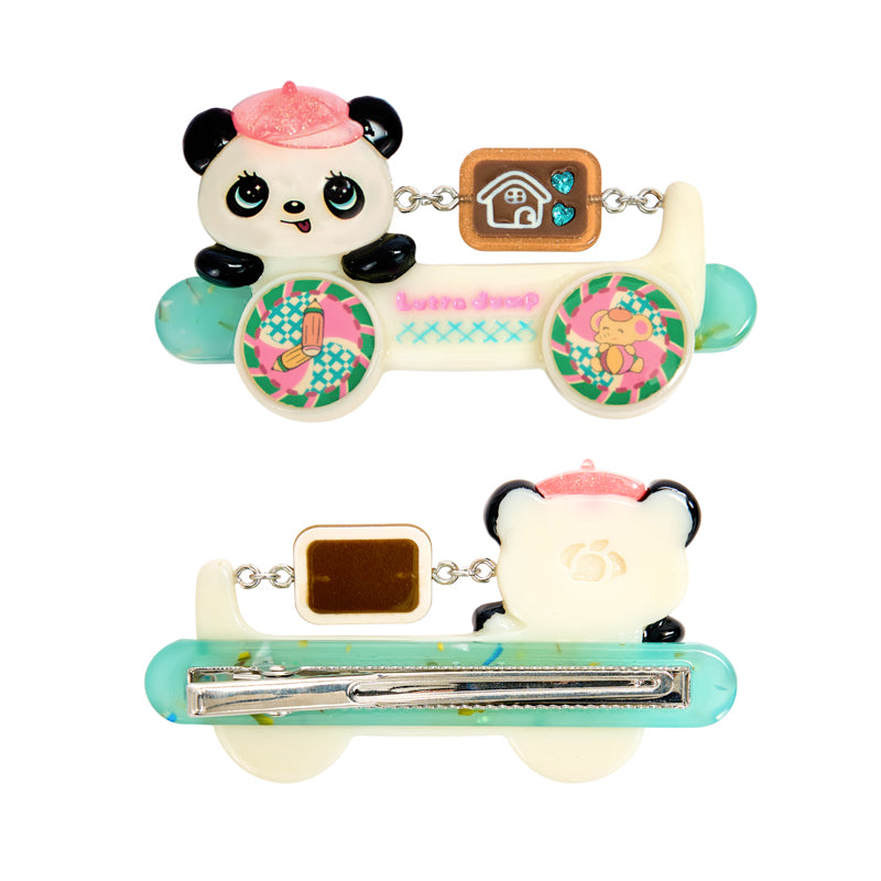 Cute and fun retro cartoon panda car resin hairpin