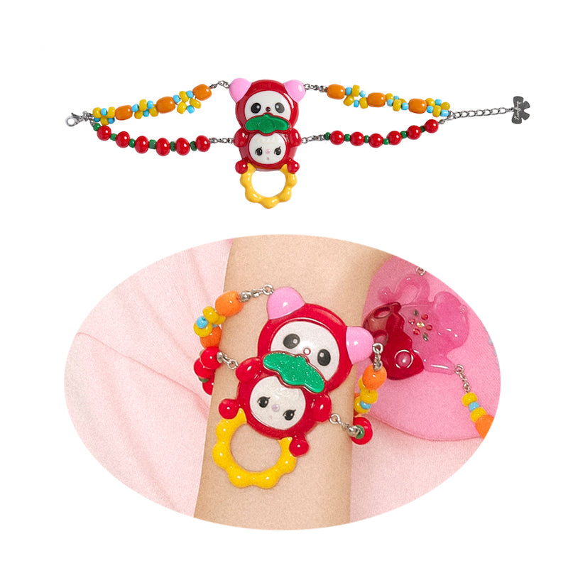 Cute and fun beaded cartoon retro resin bracelet necklace