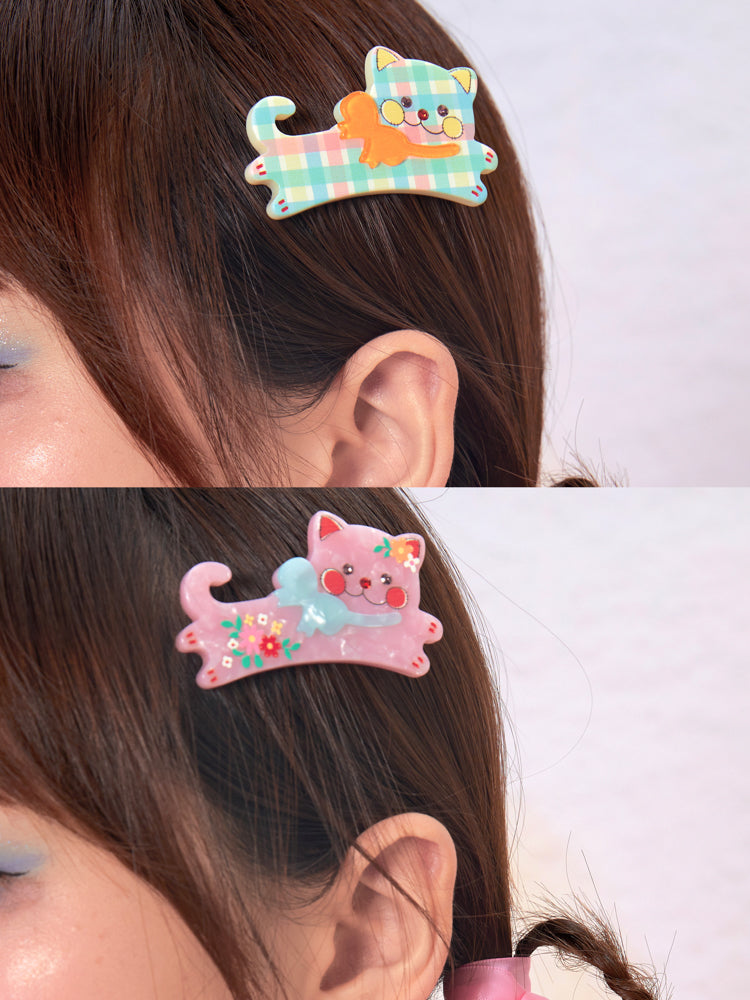 Original acrylic acetate sheet printed cat hair accessories hairpin side clip