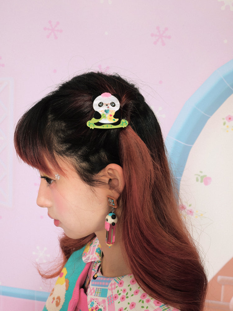 Acrylic acetate sheet cute panda hair accessories hairpin side clip