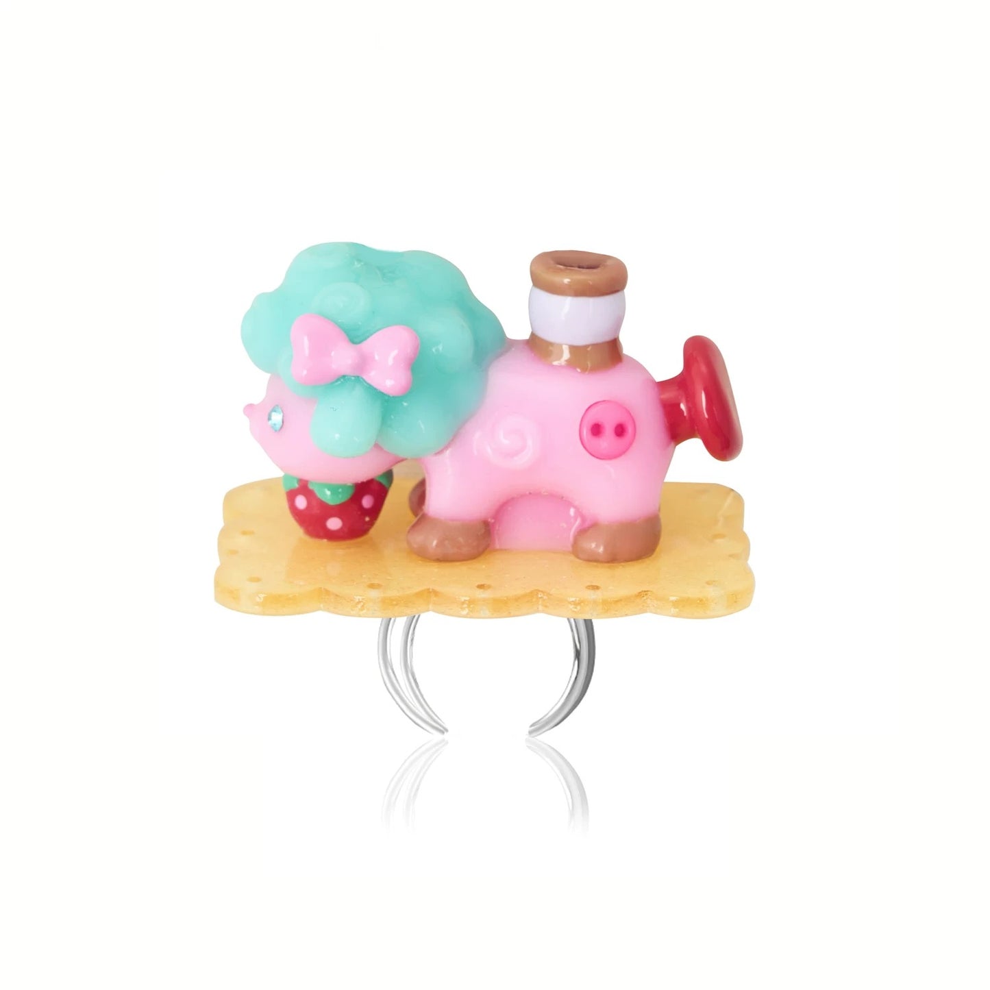 Original Retro "Little Lamb" Sewing Machine Resin Earrings, Ear Clips, and Rings