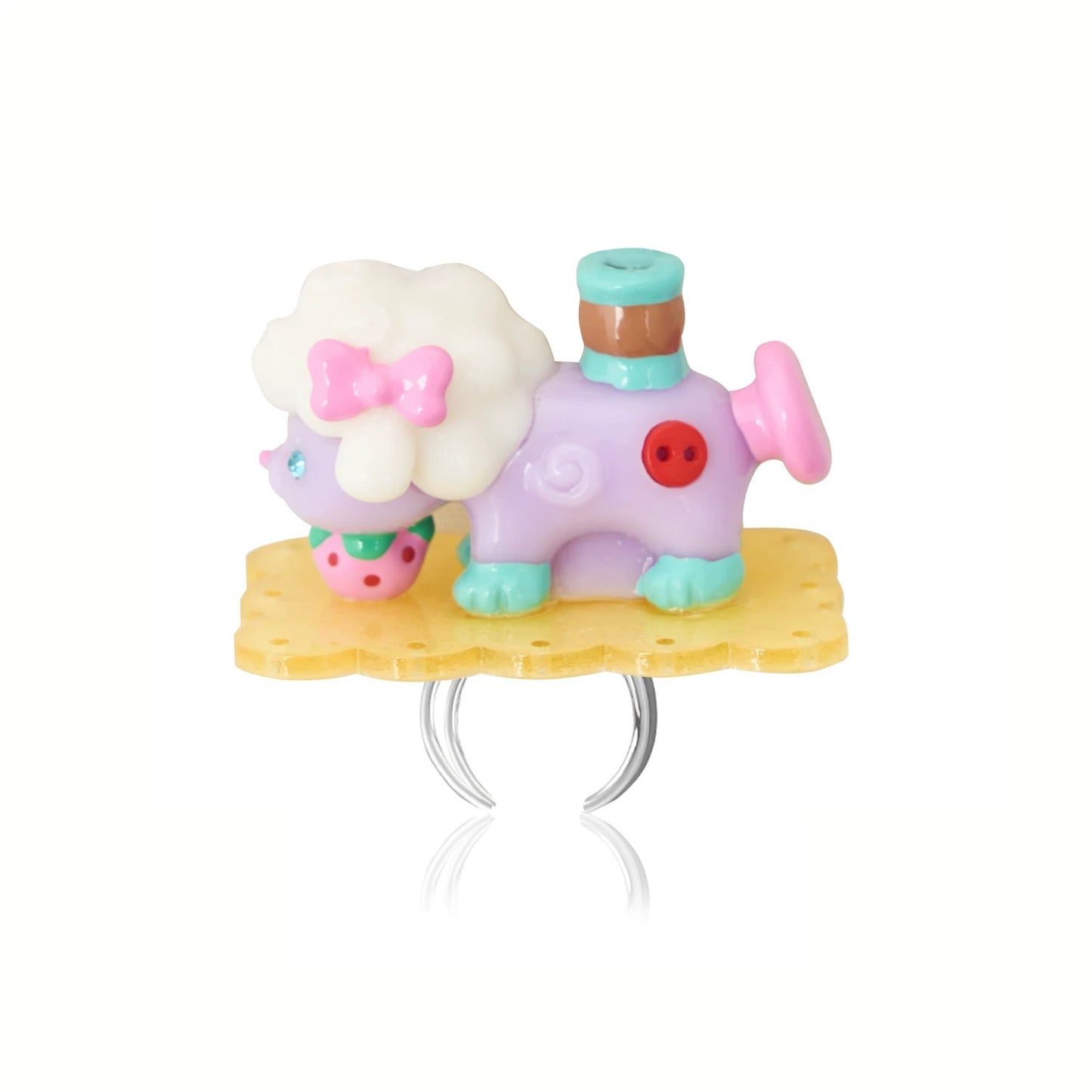 Original Retro "Little Lamb" Sewing Machine Resin Earrings, Ear Clips, and Rings
